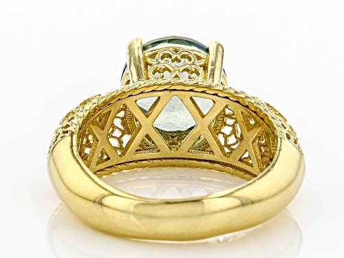 Artisan Collection Of Turkey™ Green Quartz 18K Yellow Gold Over Silver Rose A La Turca Ring - Size 10