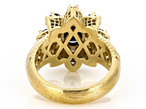 Artisan Collection of Turkey™ 1.53ctw Black Spinel 18K Gold Over Sterling Silver Floral Ring - Size 10