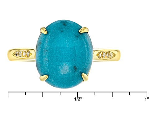 Sleeping Beauty Turquoise & .09ctw White Topaz 18k Gold Over Silver Ring - Size 10