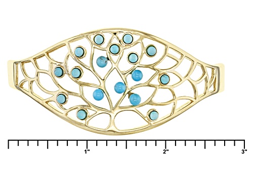 Sleeping Beauty Turquoise 18k Yellow Gold Over Silver Tree Of Life Cuff Bracelet - Size 7.5