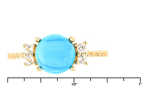 Sleeping Beauty Turquoise And .28ctw White Topaz 18k Gold Over Silver Ring - Size 10
