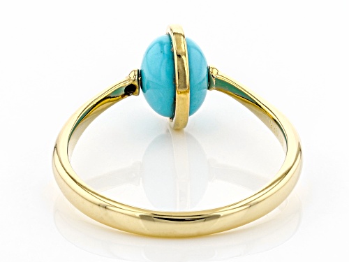 7mm Round Blue Kingman Turquoise 18K Gold Over Silver Spinner Ring - Size 9