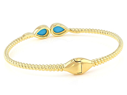 6x9mm Sleeping Beauty Turquoise 18k Yellow Gold Over Silver Bracelet - Size 7.5