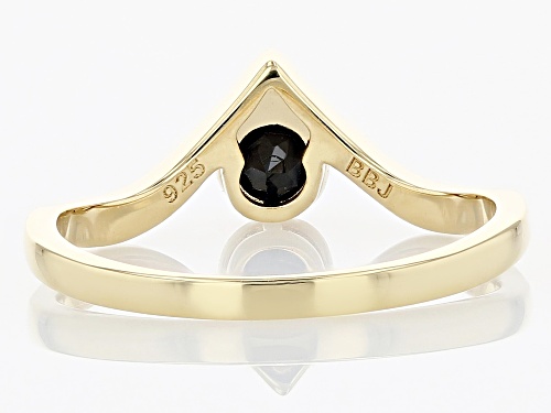 0.34ct Round Black Spinel 18K Yellow Gold Over Sterling Silver Solitaire Ring - Size 6