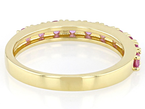 0.68ctw Round Lab Created Pink Sapphire 18k Yellow Gold Over Sterling Silver Band Ring - Size 8