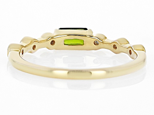 .23ct Rectangular Octagonal Chrome Diopside with .10ctw Lab Sapphire 18k Yellow Gold Over Silver Rin - Size 7