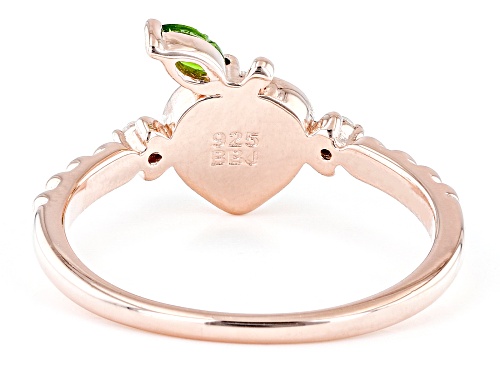 6X6mm Rose Quartz with 0.13ctw Chrome Diopside & White Zircon 18k Rose Gold Over Silver Peach Ring - Size 6
