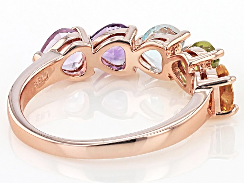 2.31ctw Heart Shape Multi-Gemstone 18k Rose Gold Over Sterling Silver Ring - Size 6