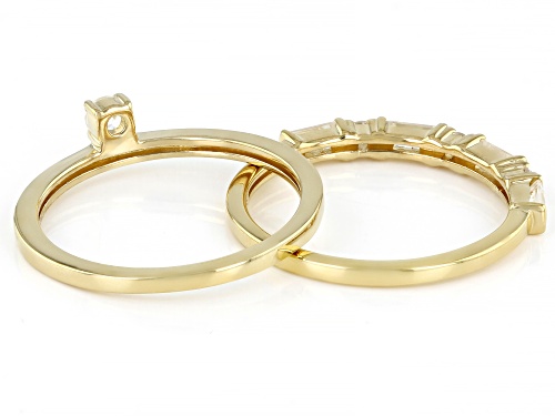 0.79ctw White Zircon 18k Yellow Gold Over Sterling Silver Stackable Rings Set Of 2 - Size 6