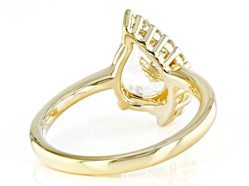 2.35ct Pear Shape & 0.29ctw Round Lab Created White Sapphire 18k Yellow Gold Over Silver Ring - Size 8