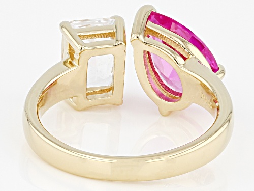 2.00ct Lab Created Pink Sapphire and 2.00ct Lab White Sapphire 18k Yellow Gold Over Silver Ring - Size 8