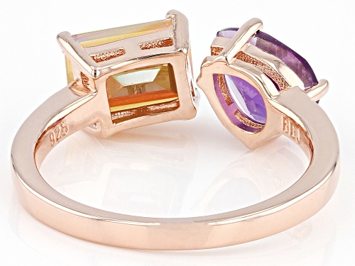 1.55ct Northern Lights™ Quartz With .85ctw African Amethyst 18k Rose Gold Over Sterling Silver Ring - Size 7