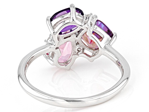 .81ct Hawaiian Skies™ Quartz with 1.37ctw Multi-Gemstone Rhodium Over Sterling Silver Ring - Size 8