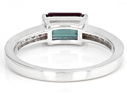 1.02ct Lab Created Alexandrite With .18ctw White Topaz Rhodium Over Sterling Silver Ring - Size 7