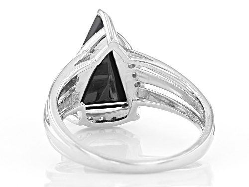 3.44ctw Triangle Black Spinel With 0.23ctw White Zircon Sterling Silver Ring - Size 7
