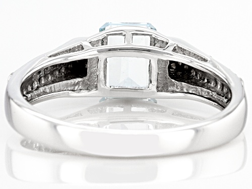1.60ct Glacier Topaz™ With 0.43ctw Round White Zircon Rhodium Over Sterling Silver Ring - Size 10