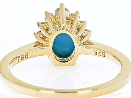 Sleeping Beauty Turquoise And 0.25ctw White Zircon 18k Yellow Gold Over Sterling Silver Ring - Size 9