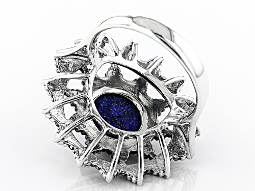 Global Destinations™ 9mm Lapis Lazuli Rhodium Over Sterling Silver Ring - Size 8