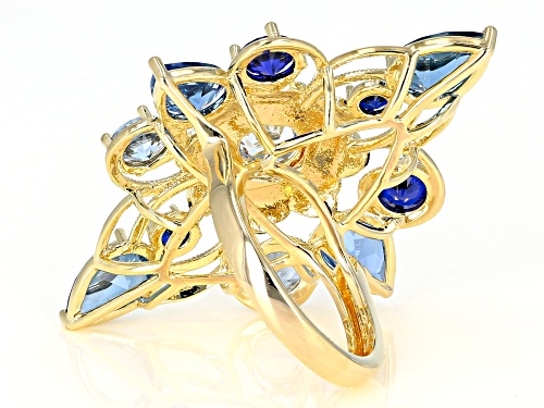 Global Destinations™ 7.71ctw Multi-Color Lab Created Blue Spinel 18k Gold Over Brass Ring - Size 8