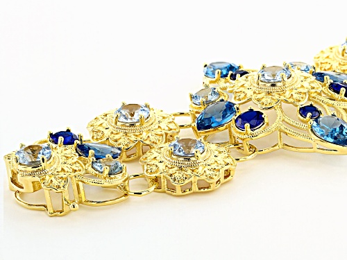 Global Destinations™ 34.90ctw Multi-Color Lab Created Blue Spinel 18k Gold Over Brass Bracelet - Size 7.5