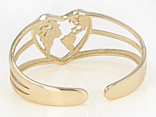 Global Destinations™ 18k Yellow Gold Over Brass Heart Shape Globe Cuff - Size 8