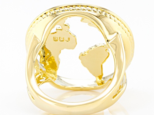 Global Destinations™ 18k Yellow Gold Over Brass World Map Ring - Size 8