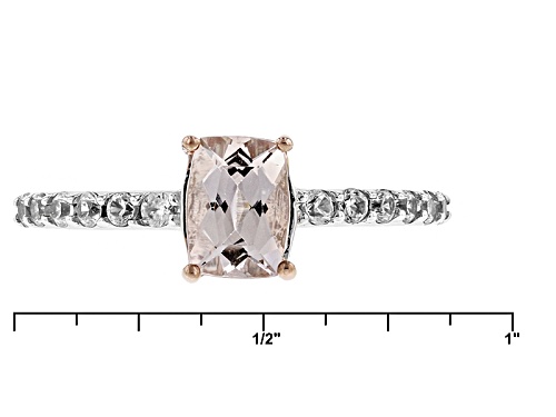 .68ct Rectangular Cushion Morganite With .34ctw Round White Zircon Sterling Silver Ring - Size 11
