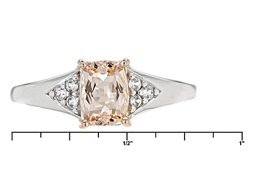 .68ct Rectangular Cushion Morganite With .10ctw Round White Zircon Sterling Silver Ring - Size 8