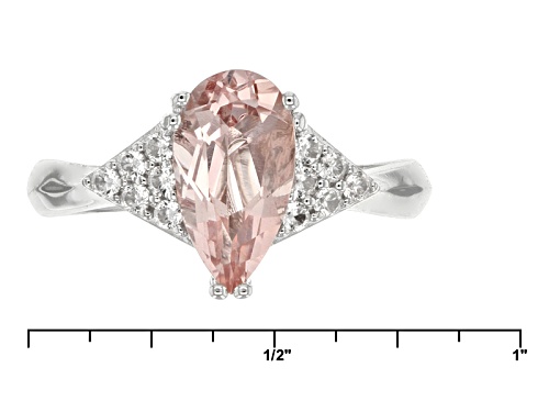 1.25ctw Pear Shape Morganite And .23ctw Round White Zircon Sterling Silver Ring - Size 11