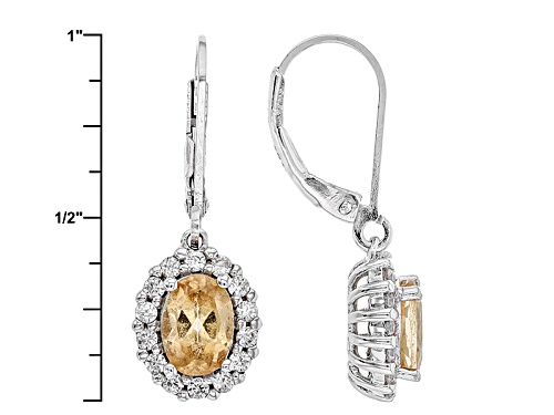 1.52ctw Oval Imperial Hessonite™ And .53ctw Round White Zircon Sterling Silver Dangle Earrings