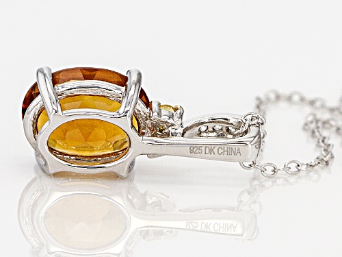 2.00ct Madeira Citrine, .06ctw Yellow Sapphire, And .03ctw White Zircon Silver Pendant With Chain