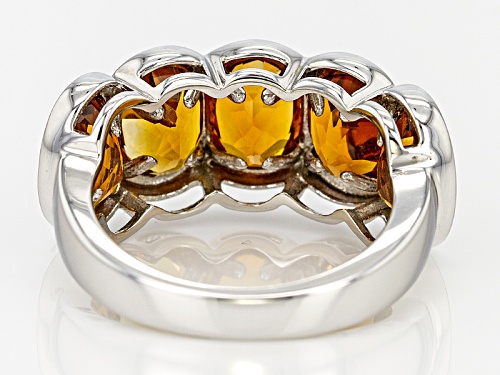 3.50ctw Oval Madeira Citrine Sterling Silver 5-Stone Band Ring - Size 8