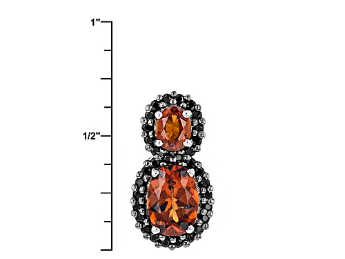 1.61ctw Oval red Hessonite With .30ctw Round Black Spinel Sterling Silver Pendant With Chain