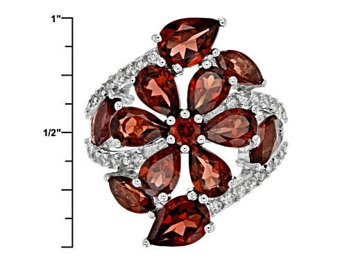 5.31ctw Pear Shape And Marquise Vermelho Garnet™ With .61ctw White Zircon Sterling Silver Ring - Size 7