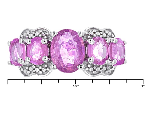 3.92ctw Oval Pink Mahaleo Sapphire™ Sterling Silver 5-Stone Ring - Size 6