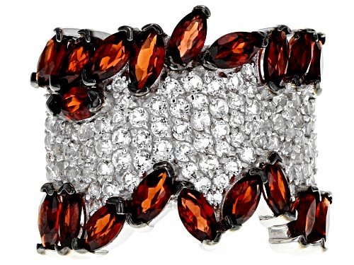 4.00ctw Marquise Vermelho Garnet™ And 1.90ctw Round White Topaz Sterling Silver Band Ring - Size 12