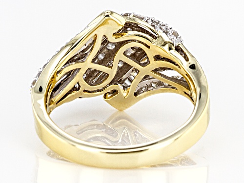 1.00ctw Round & Baguette White Diamond 10k Yellow Gold Ring - Size 5