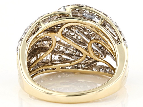 2.00ctw Round & Baguette White Diamond 10k Yellow Gold Ring - Size 7