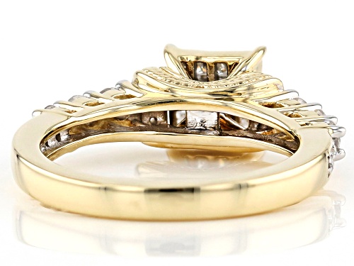 0.75ctw Round And Princess Cut 10K Yellow Gold Ring - Size 8