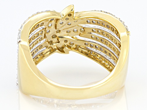 0.90ctw Round White Diamond 10K Yellow Gold Open Design Ring - Size 7