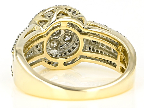 0.75ctw Round & Baguette White Diamond 10K Yellow Gold Ring - Size 6