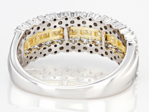 0.78ctw Round & Baguette White Diamond 10K Two-Tone Gold Ring - Size 9