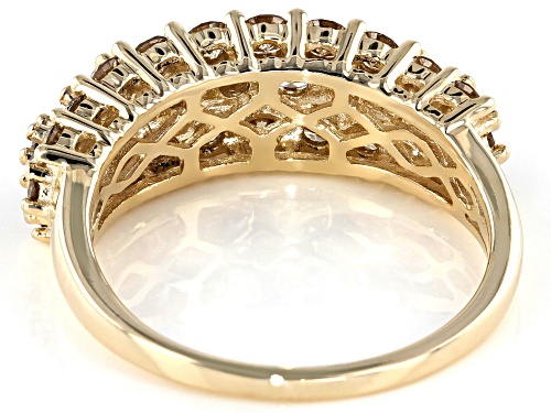 1.55ctw Round Champagne Diamond 10K Yellow Gold Ring - Size 6