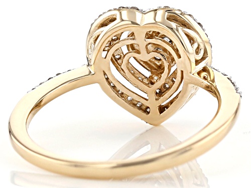 0.25ctw Round White Diamond 10K Yellow Gold Heart Cluster Ring - Size 8