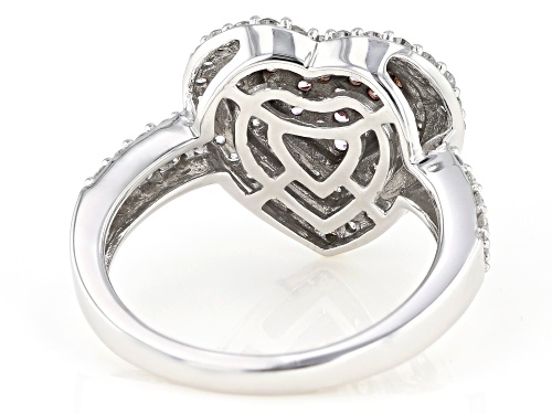 0.36ctw Round Pink Sapphire & 0.74ctw Round White Diamond 10K White Gold Heart Cluster Ring - Size 8
