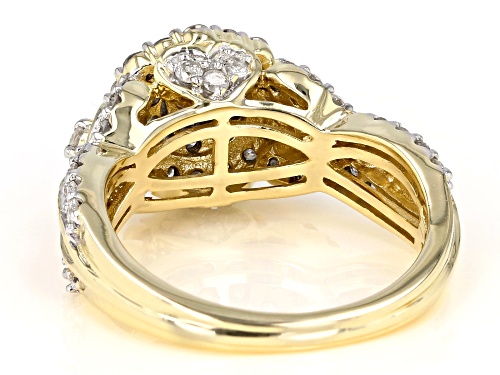 1.21ctw Round White Diamond 10K Yellow Gold Cluster Ring - Size 7