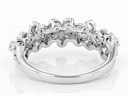 0.15ctw Round Blue Velvet Diamonds™ And White Diamond Rhodium Over Sterling Silver Flower Band Ring - Size 6