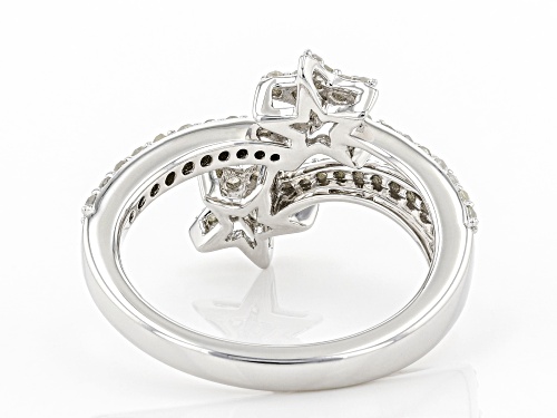 0.50ctw Round White Diamond Rhodium Over Sterling Silver Star Band Ring - Size 7