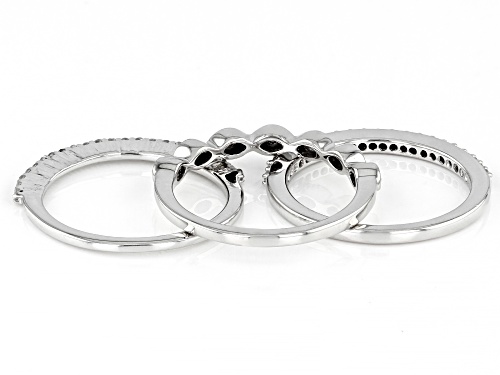 0.45ctw Round White Diamond Rhodium Over Sterling Silver Set Of 3 Stackable Rings - Size 5
