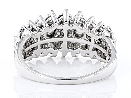 0.45ctw Round White Diamond Rhodium Over Sterling Silver Multi-Row Ring - Size 7